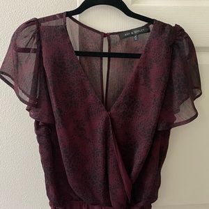 Ash and Violet Printed Body Suit, Size Medium